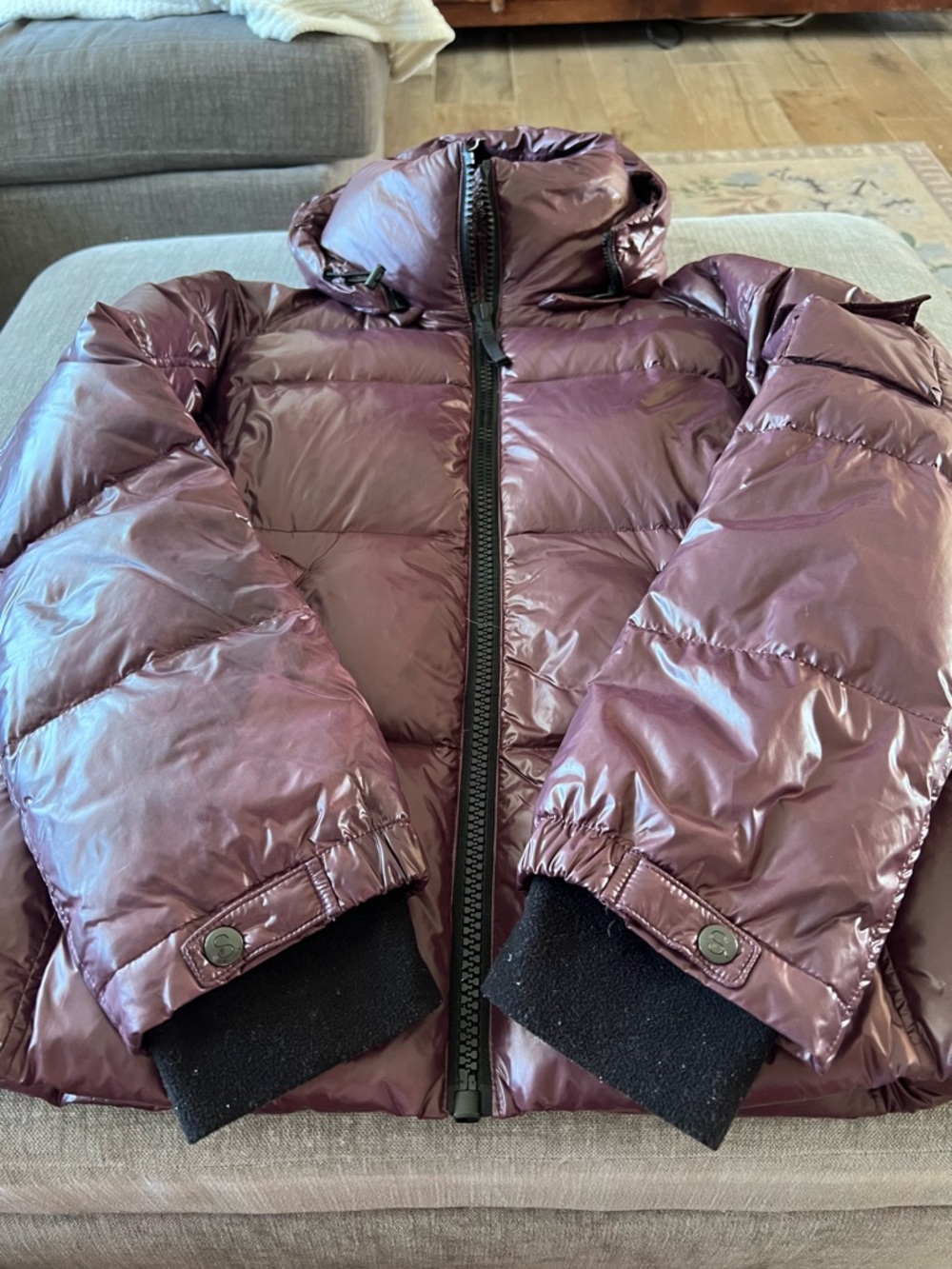 Shiny Plum Puffy Hooded Jacket — Women's/Junior Winter Puffer
Fits like junior